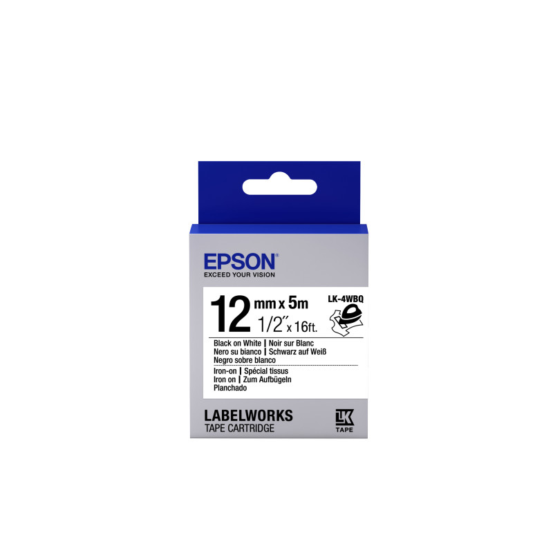 C53S654024 EPSON Cartucho de etiquetas Iron on LK-4WBQ Black/White 12mm (5m)