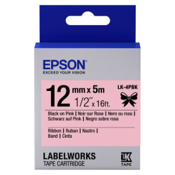 C53S654031 EPSON Cartucho de etiquetas de cinta satinada LK-4PBK negro/rosa de 12 mm (5 m)