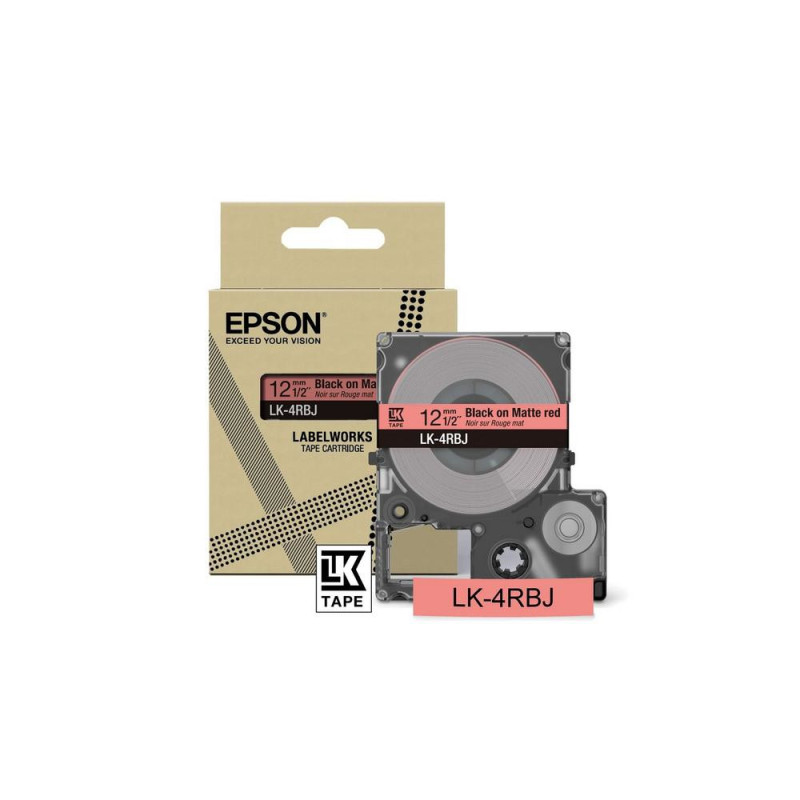 C53S672071 EPSON Cartucho de etiquetas Matte Tape   Red/Black 12mm(8m)   LK-4RBJ