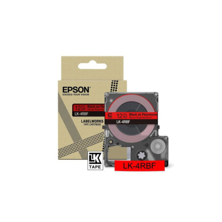 C53S672099 EPSON Cartucho de etiquetas Colour Tape   Fluorescent Red/Black 12mm(5m)   LK-4RBF