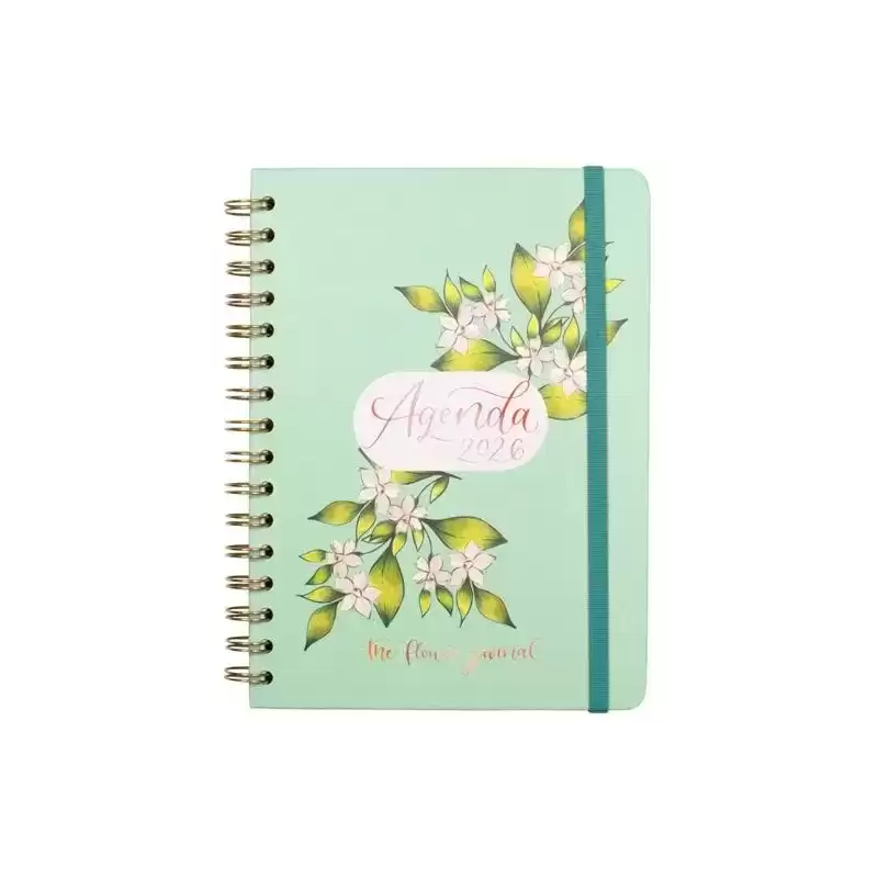 770300226 FINOCAM AGENDA ESPIRAL THE FLOWER JOURNAL E10-155X212MM SVH TAPA DURA VERDE 2026