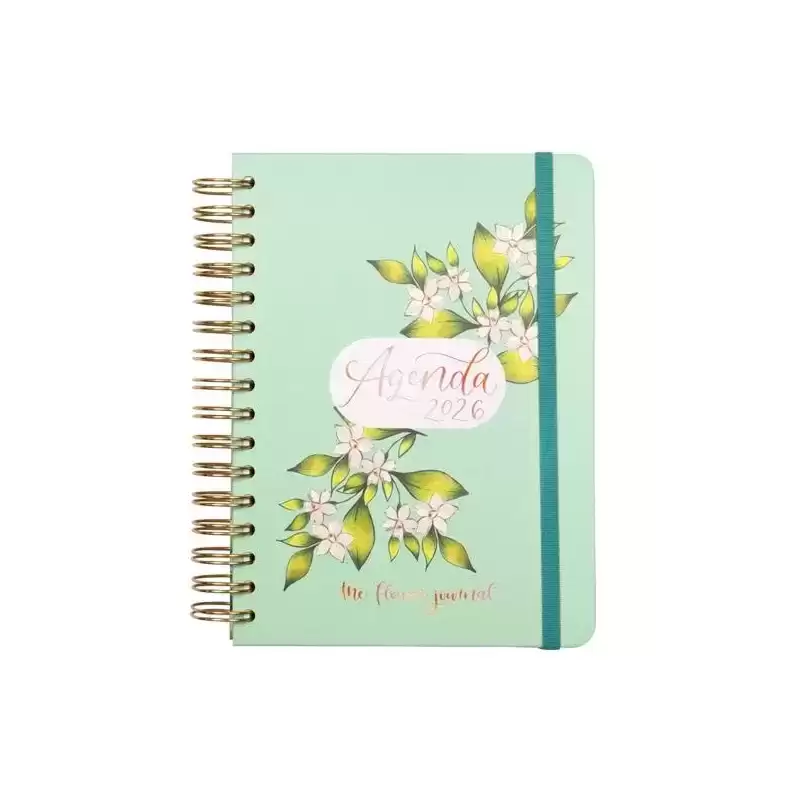 770320226 FINOCAM AGENDA ESPIRAL THE FLOWER JOURNAL E10-155X212MM 1DP TAPA DURA VERDE 2026