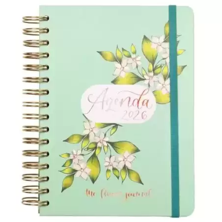 770320226 FINOCAM AGENDA ESPIRAL THE FLOWER JOURNAL E10-155X212MM 1DP TAPA DURA VERDE 2026