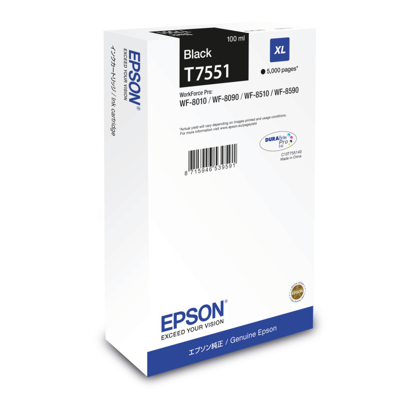 C13T75514N EPSON Cartucho Negro XL 5000p WF-8xxx