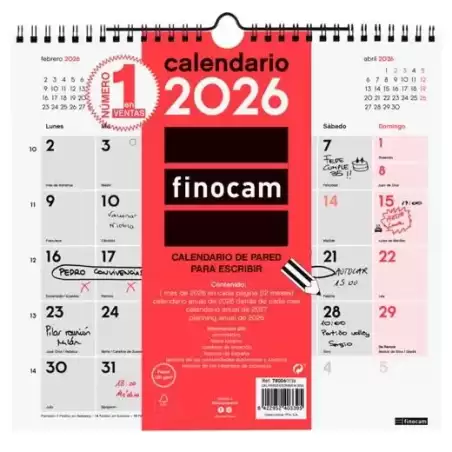 780060026 FINOCAM CALENDARIO DE PARED PARA ESCRIBIR M-265X245MM MV NEUTRO 2026