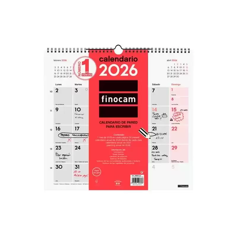 780070026 FINOCAM CALENDARIO DE PARED PARA ESCRIBIR L-340X320MM MV NEUTRO 2026
