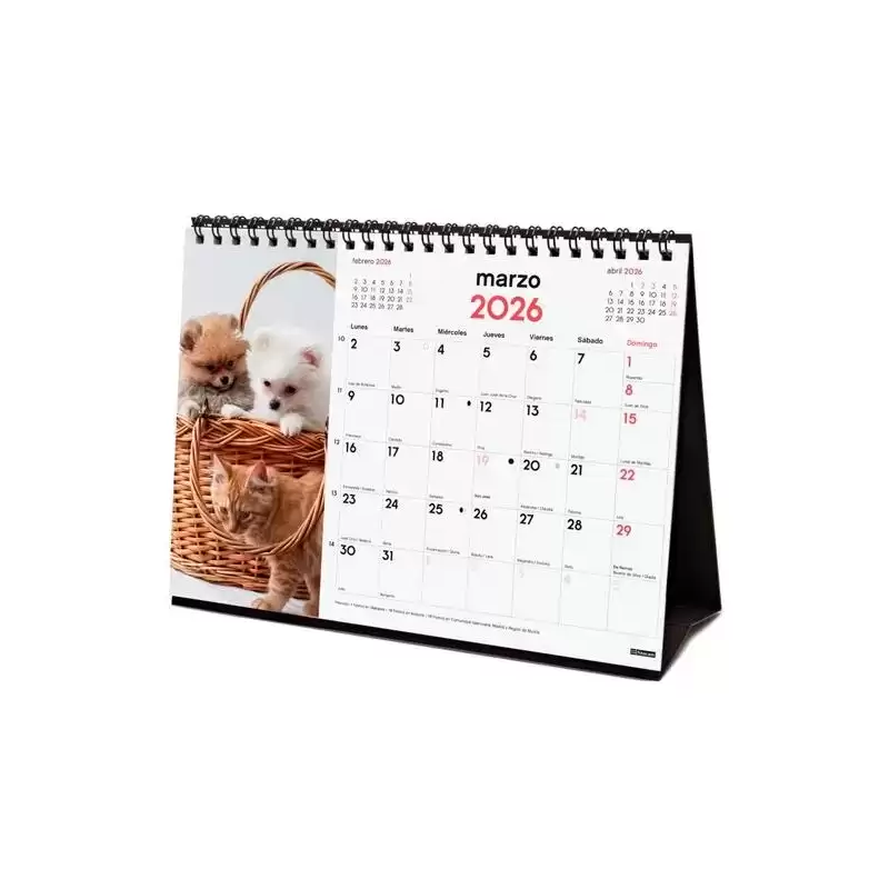 780323926 FINOCAM CALENDARIO DE SOBREMESA PARA ESCRIBIR S-210X150MM MV IMÁGENES PERROS Y GATOS 2026