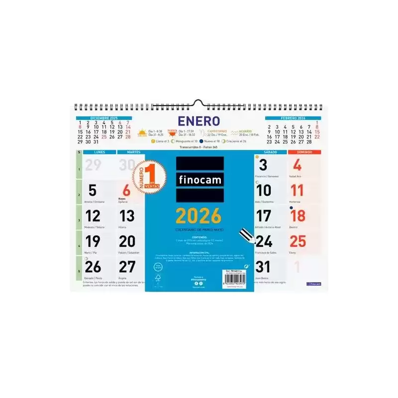 781400026 FINOCAM CALENDARIO DE PARED MIXTO L-430X310MM MV COLOR 2026