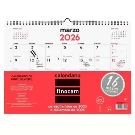 782020026 FINOCAM CALENDARIO DE PARED 16 MESES L-340X240MM MV NEUTRO 2025-2026