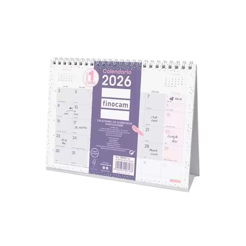 787022726 FINOCAM CALENDARIO DE SOBREMESA PARA ESCRIBIR S-210X150MM MV CHIC MORADO 2026