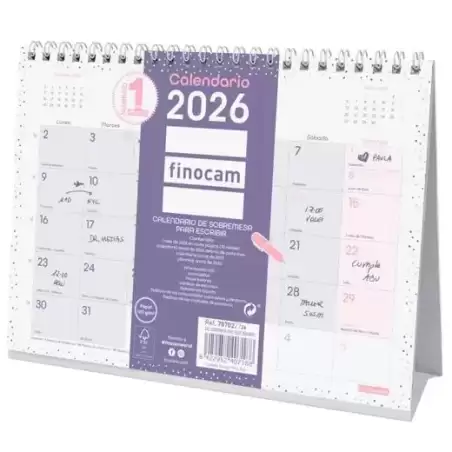 787022726 FINOCAM CALENDARIO DE SOBREMESA PARA ESCRIBIR S-210X150MM MV CHIC MORADO 2026