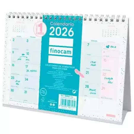 787025826 FINOCAM CALENDARIO DE SOBREMESA PARA ESCRIBIR S-210X150MM MV CHIC TURQUESA 2026