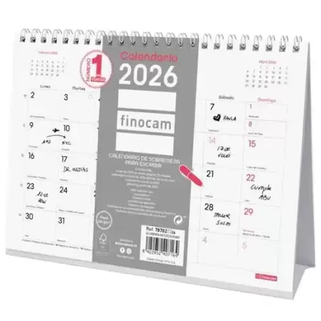 787027326 FINOCAM CALENDARIO DE SOBREMESA PARA ESCRIBIR S-210X150MM MV CHIC BLANCO 2026