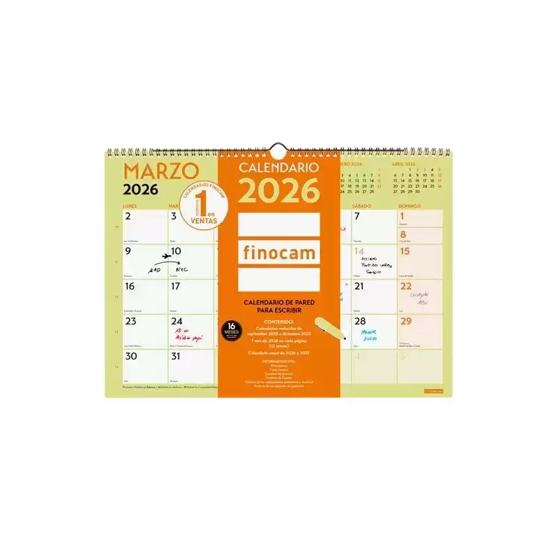 787240126 FINOCAM CALENDARIO DE PARED PARA ESCRIBIR A3-420X297MM MV GRAFIK 2026