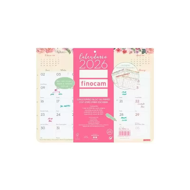 787510126 FINOCAM CALENDARIO BLOC CON IMÁN PARA ESCRIBIR 250X200MM MV DESIGN 2026
