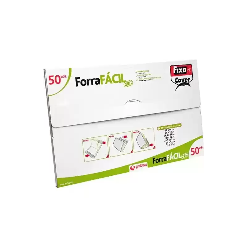 01004300 FIXO FORRO LIBROS FORRAFÁCIL ECO AJUSTABLE PP 290X520MM CAJA 50 UD