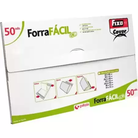 01004400 FIXO FORRO LIBROS FORRAFÁCIL ECO AJUSTABLE PP 295X520MM CAJA 50 UD