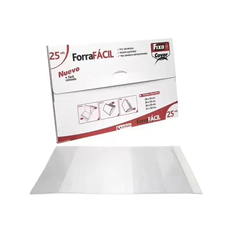 01009300 FIXO FORRO LIBROS SIN ADHESIVO SOLAPA AJUSTABLE 120 MICRAS PVC 0