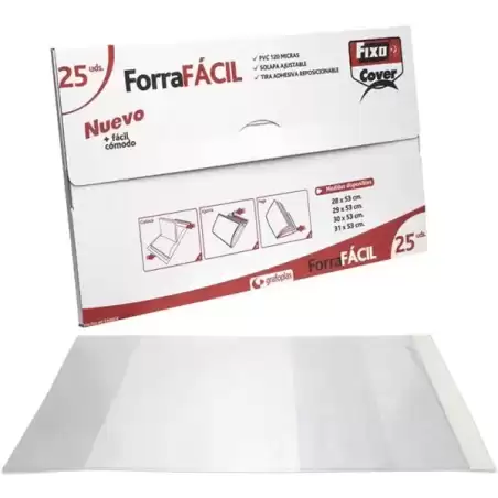 01009300 FIXO FORRO LIBROS SIN ADHESIVO SOLAPA AJUSTABLE 120 MICRAS PVC 0