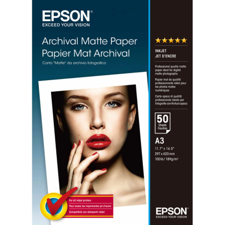 C13S041344 Epson Papel Mate Larga Duracion (Archival Matte Paper) A3