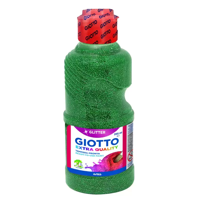 F53120500 GIOTTO TÉMPERA GLITTER VERDE BOTELLA 250 ML
