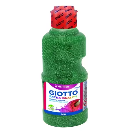 F53120500 GIOTTO TÉMPERA GLITTER VERDE BOTELLA 250 ML