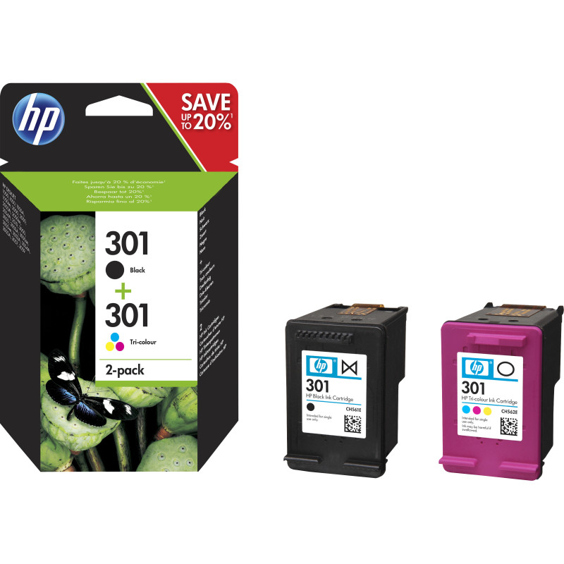 N9J72AE HP nº301 Pack 2 Cartuchos (Negro/Tricolor)