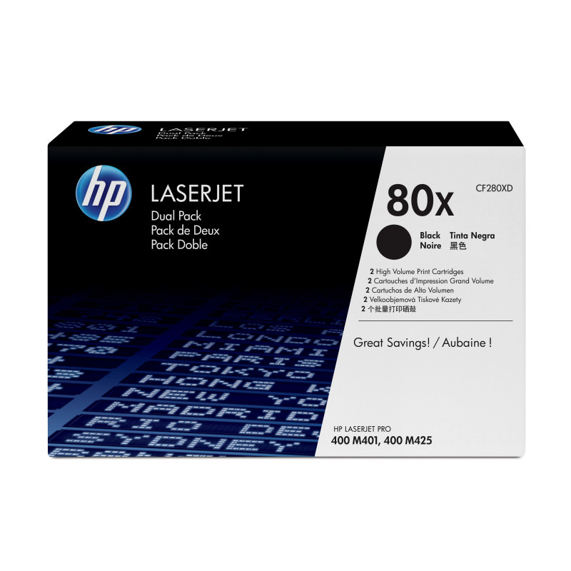 CF280XD HP nº80X Toner Negro Pack 2