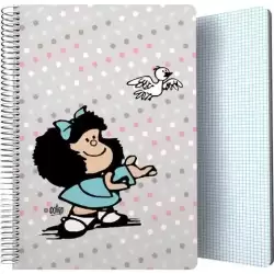 16502226 GRAFOPLÁS CUADERNO ESPIRAL FOLIO 80H 4X4MM 90GR TAPA PP MAFALDA BIRD