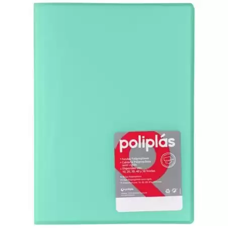 01431226 GRAFOPLÁS CARPETA POLIPLÁS DE POLIPROPILENO TRANSLÚCIDO CON 10 FUNDAS SOLDADAS FOLIO MINT