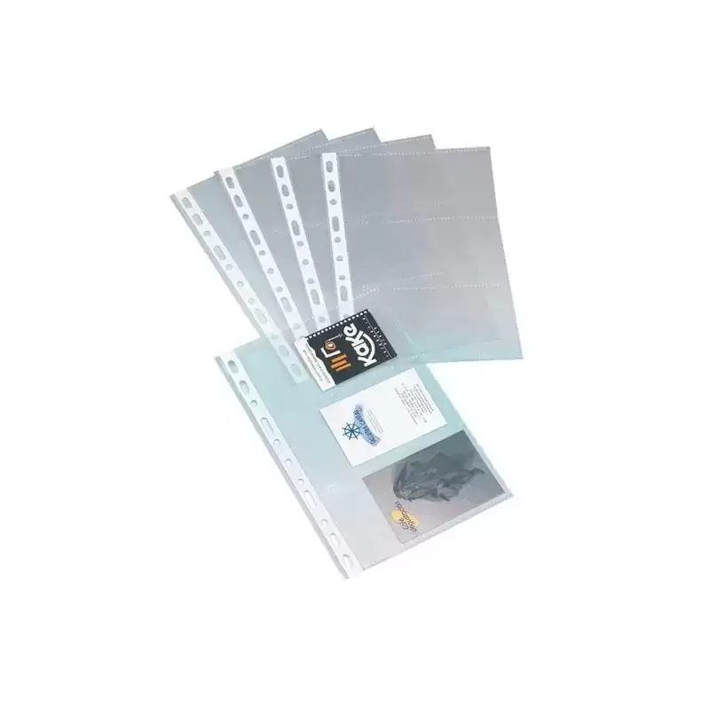 03802000 GRAFOPLÁS FUNDAS PORTATARJETAS 1/4 LOMO REFORZADO 11 TALADROS PP TRANSPARENTE BOLSA 10 UD