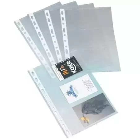 03802000 GRAFOPLÁS FUNDAS PORTATARJETAS 1/4 LOMO REFORZADO 11 TALADROS PP TRANSPARENTE BOLSA 10 UD