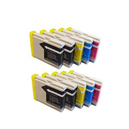 Pack 10 cartuchos de tinta LC1000XL LC970XL compatible Brother