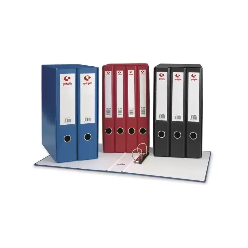 07279251 GRAFOPLAS MÓDULO GRAFCOLOR 2 ARCHIVADORES PALANCA 2 ANILLAS MIXTAS 65MM FOLIO CUBIERTA FORRADA PP ROJO