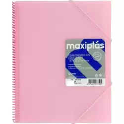 39834093 GRAFOPLÁS CARPETA CON FUNDAS MAXIPLÁS ESPIRAL A4 40 FUNDAS C/SOBRE PP RÍGIDO TRANSLÚCIDO ROSA SOFT