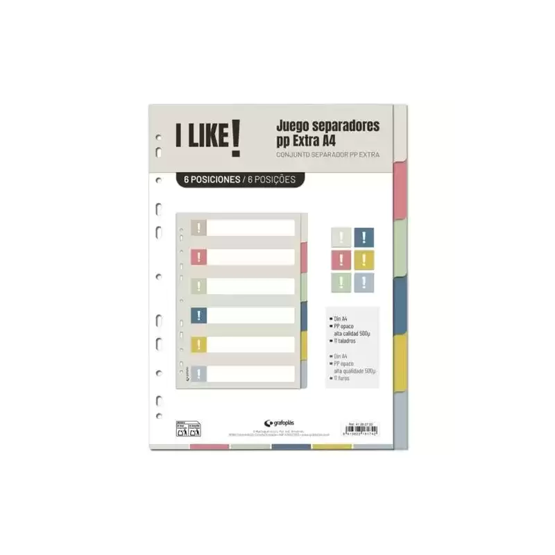 41262700 GRAFOPLÁS SEPARADORES 6 POSICIONES A4 11 TALADROS PP I LIKE 3