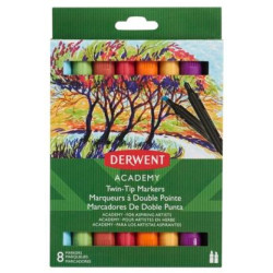 98208 DERWENT ACADEMY ESTUCHE 8 ROTULADORES DOBLE PUNTA ( FINA Y BISELADA ) C/SURTIDOS