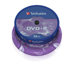 43500 VERBATIM DVD+R 4.7Gb 16x (Tarrina 25 ud)