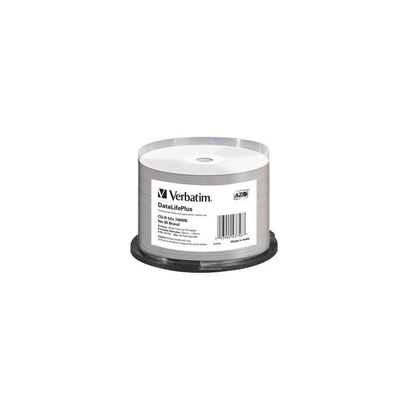 43756 VERBATIM CD-R 700MB 52x DataLifePlus Wide Thermal Professional (Tarrina 50)