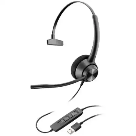 214568-01 HP POLY AURICULARES ENCOREPRO EP310 DIADEMA MONOAURAL C/ MICRÓFONO CONTROL DE VOLUMEN CABLE USB-A NEGRO