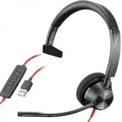 8X216AA HP POLY AURICULARES BLACKWIRE C3310 DIADEMA MONOAURAL C/ MICRÓFONO CONTROL DE VOLUMEN CABLE USB NEGRO