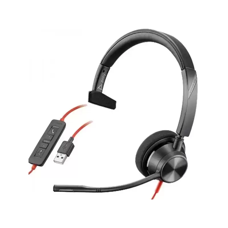 8X216AA HP POLY AURICULARES BLACKWIRE C3310 DIADEMA MONOAURAL C/ MICRÓFONO CONTROL DE VOLUMEN CABLE USB NEGRO