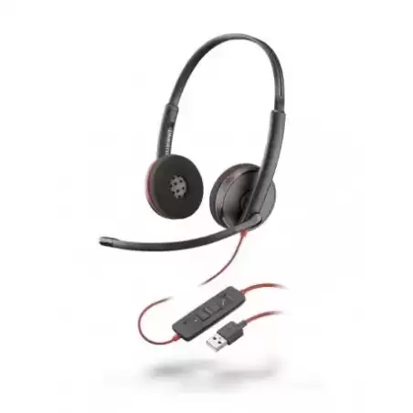 8X228AA HP POLY AURICULARES BLACKWIRE C3220 DIADEMA BIAURAL ESTÉREO MICRÓFONO CONTROL DE VOLUMEN CABLE USB-A NEGRO