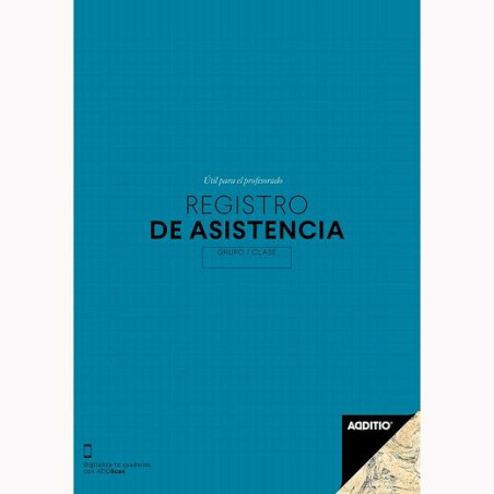 P162 ADDITIO REGISTRO DE ASISTENCIA PARA EL ALUMNADO 16 PÁGINAS PVC AZUL