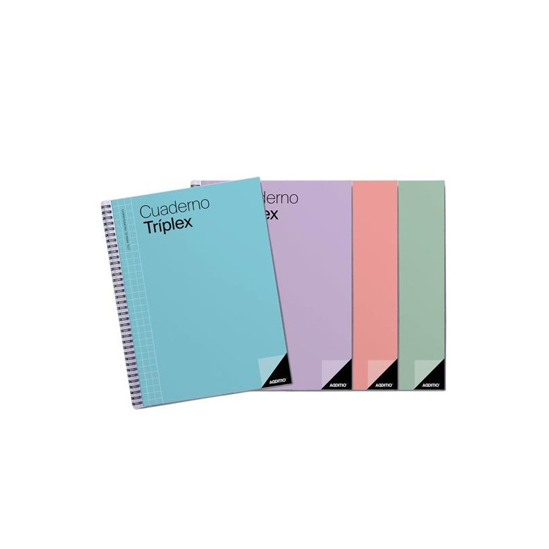 P192 ADDITIO CUADERNO TRIPLEX PARA EL PROFESORADO ESPIRAL DOBLE 144 PÁGINAS PVC C/SURTIDOS