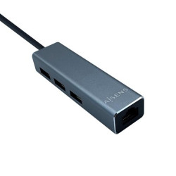 A106-0401 AISENS CONVERSOR USB 3.0 A ETHERNET GIGABIT 10/100/1000 MBPS + HUB 3XUSB3.0 GRIS 15CM