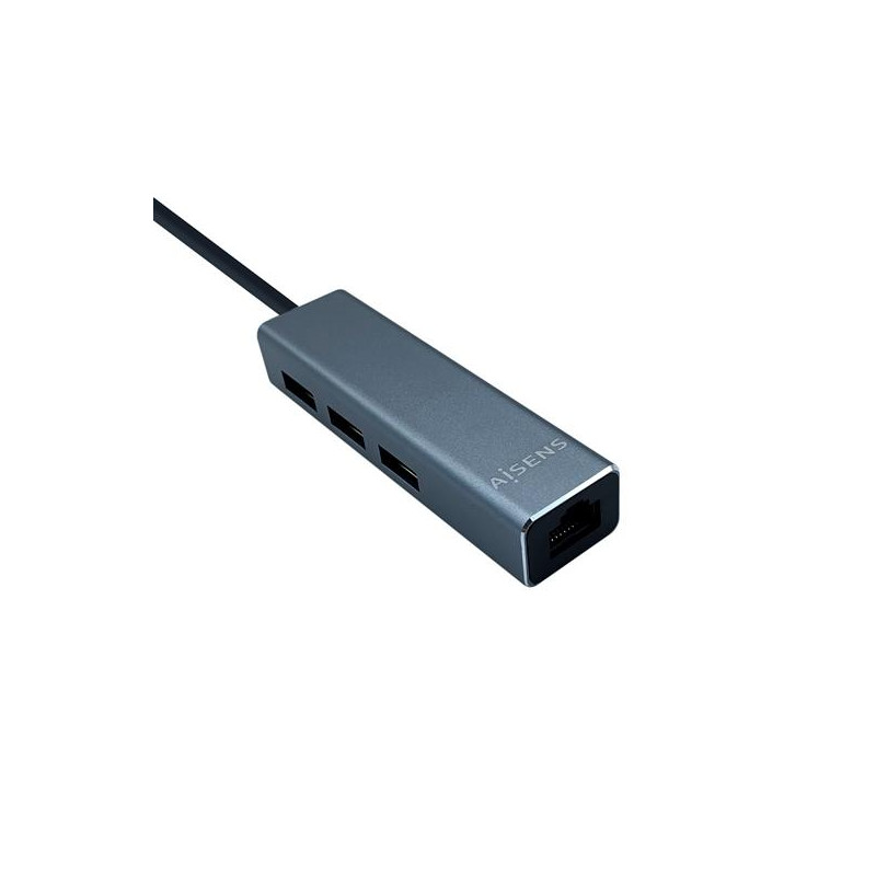 A106-0401 AISENS CONVERSOR USB 3.0 A ETHERNET GIGABIT 10/100/1000 MBPS + HUB 3XUSB3.0 GRIS 15CM