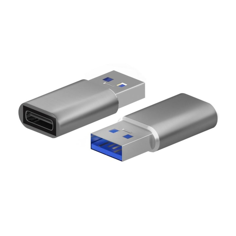 A108-0677 AISENS MINI ADAPTADOR USB-A/M 3.2 GEN2 A USB-C/H ALUMINIO GRIS