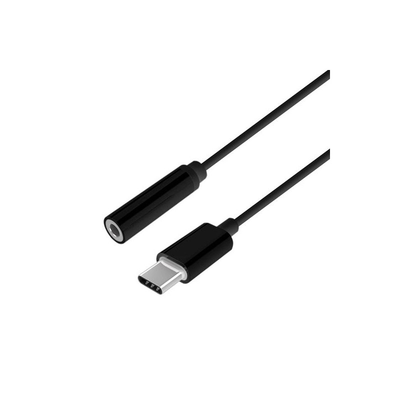 A109-0385 AISENS CONVERSOR USB-C A AUDIO ESTILO APPLE USB-C/M - JACK 3.5/H NEGRO 15CM