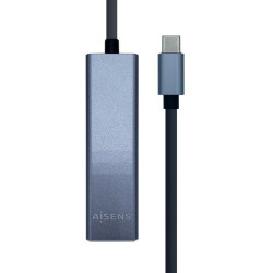 A109-0396 AISENS CONVERSOR USB3.1 GEN1 USB-C A ETHERNET GIGABIT 10/100/1000 MBPS + HUB 3XUSB3.0 GRIS 15CM